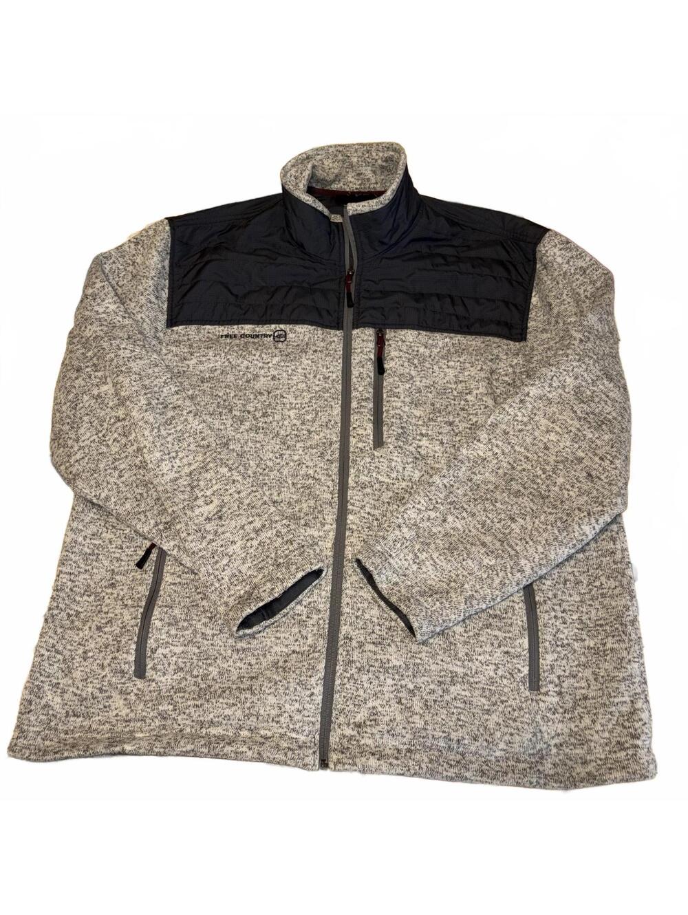 Free Country Frore Sweater Knit Fleece Men’s 2XL Gray and Black Zip-Up Jacket - Picture 5 of 8